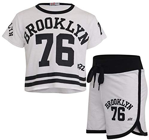 A2Z 4 Kids Flickor Crop Top Shorts Set Brooklyn 76 Outfit Clothing - Shorts Set 488 White 13