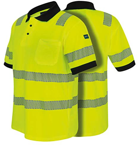 PRO FIT Warnschutz Poloshirt Neongelb/Grau in Gr. XL - EN ISO 20471 - UV-Schutz 40+ - Atmungsaktiv - Nachhaltiger Lyocellmix - Allergikerfreundlich