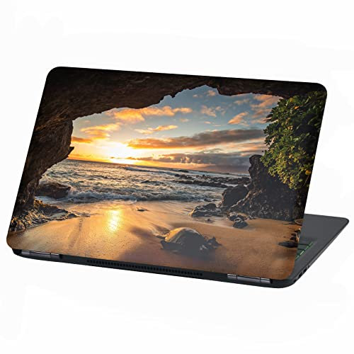 Laptop Folie Cover Strand Urlaub Paradies Klebefolie Notebook Aufkleber Schutzhülle selbstklebend Vinyl Skin Sticker (17 Zoll, LP90 Beach Cave)