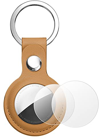 AXFEE Airtags PU Nyckelringar Läder, Air Tag Holder för GSP Apple, Airtag Cover för ryggsäckar och djur, Bärbar, Reptålig, Håller stark signal- Svart/Blå/ Röd/ Brun/Rosa/Vit