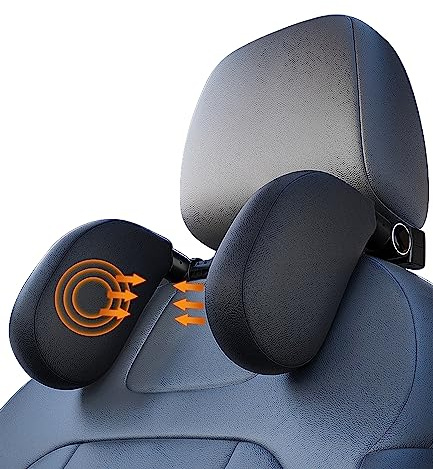 Zawaer Poggiatesta Auto, Poggiatesta Auto Bambini, Supporto Testa Seggiolino Auto,Supporto per Collo per Testa Staccabile E 180° Regolabile Cuscino Cuscino Auto da Viaggio per Bambini/Adulti. nero