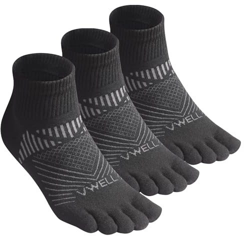 VWELL Toe Socks for Men and Women COOLMAX Five Finger Socks Athletic Running Socks Quarter Ankle Toe Socks (3Pairs)