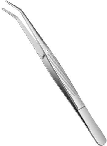 AIVEKE Pinzette in Acciaio Inossidabile - Pinzetta a Punta Curva Pinzette Multiuso Argento Precisione Pinze Curve Lunghe per Professionisti e Artigiani Domestici