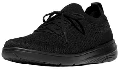 Fitflop Sneakers da Donna Super-Q Knit Slip-ON con Lacci, Nero, 39 EU