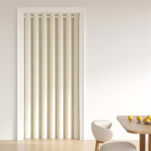 Heavyoff Thermovorhang Kälteschutz Türvorhang Blickdicht 1 Stück Verdunkelungsvorhang Tür Gardinen mit Ösen Vorhänge Wohnzimmer Raumteiler, Creme, 200x230cm