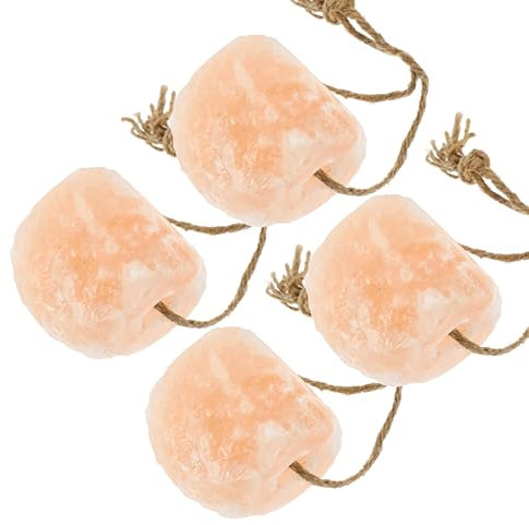 HAF® 4X Salzleckstein 2-3 kg mit Kordel für Pferde, Rinder, Wild und Schafe | Leckstein aus 100% Bergkristallsalz | Mineralleckstein aus Pakistan | Größe: 2-3 kg | Menge: 4 Stück