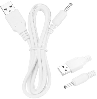 QUARKZMAN USB till DC-strömkabel 2 A 5 V DC-strömkabel 3,5 mm x 1,35 mm kontakt laddningskabel adapter för fläkt, kamera, telefon, surfplatta enheter (1 m, vit)