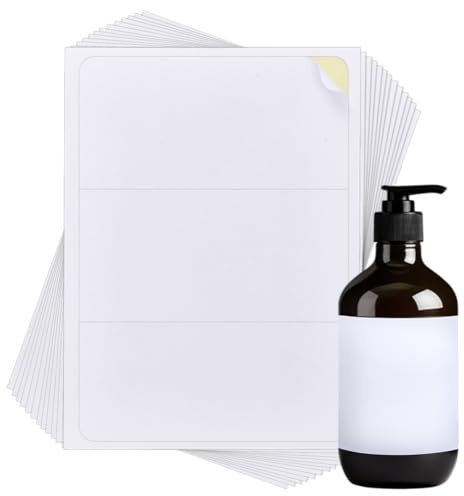 PH PandaHall 60pz Etichette per Bottiglie di Vino Rettangolari Adesivi Bianchi Etichette Impermeabili per Casa Etichette Vuote Stampabili per Stampante Laser Matrimonio 12x8.9cm