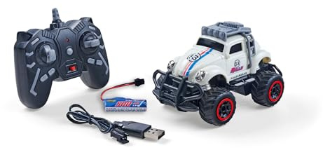 Carson 500404317 1:32 VW Beetle Rally 2.4GHz RTR Weiss - Ferngesteuertes Auto, Fahrzeug, Fahrzeit 60 min, RC Auto für Kinder, Spielzeug für Kinder, Remote Control Car, Weiß