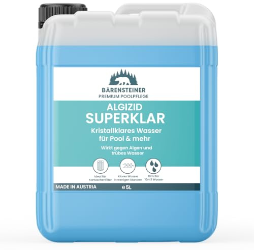 Bärensteiner Algizid 5L | Algenvernichter & Flockungsmittel für Pool & Whirlpool | Winterfest & Langzeitwirkung | Chlorfrei gegen Algen | Kinder - Planschbecken geeignet (1)
