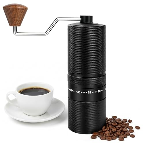 Macinacaffè manuale con 60 gradi di macinazione regolabili – Macinacaffè portatile interamente in metallo con capacità di 28 g, macina conica in acciaio inox, ideale per casa, ufficio, viaggi