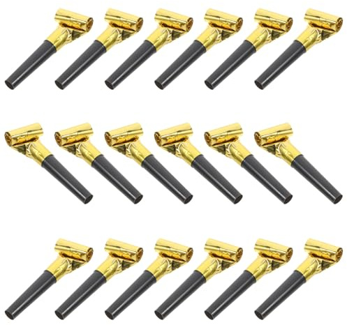 TOGEVAL 100 Sopladores de Fiesta Cumpleaños Negros y Dorados, Matracas de Ruido Divertidas, Accesorios para Animar Celebraciones Infantiles, Suministros para Decoración de Fiestas, Pack