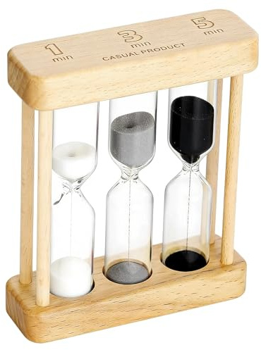 HUANR Sablier Brossage Dents Enfant, Sablier 3 en 1 en Bois, 1/3/5 Minutes Sablier Minuterie, Idéal pour la Décoration Intérieure, Les Articles de Cuisine et Les Cadeaux d'anniversaire