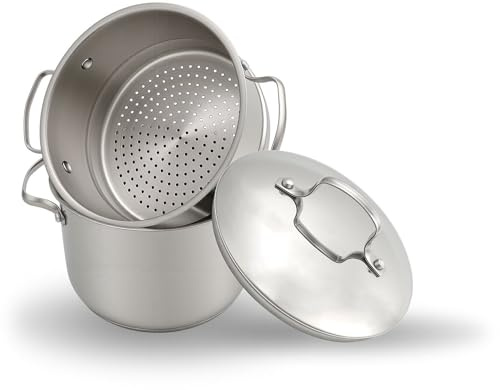 SWISS HAUS - Zermatt Glacier Collection SH-VC24 Olla para cuscús - Apta para todo tipo de cocinas - Acero inoxidable 2 en 1 - Ø24cm 12L - Cocina saludable - Libre de PFAS - Asas con punta fría