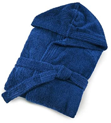 Bassetti Time Accappatoio Spugna con Cappuccio Uomo Donna da 360 gr/mq, Blu, L