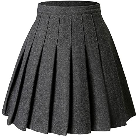 Hoerev Frauen Mädchen vielseitig Plaid gezauter Rock mit Shorts für kaltes Wetter,Dunkelgrau,EU 36
