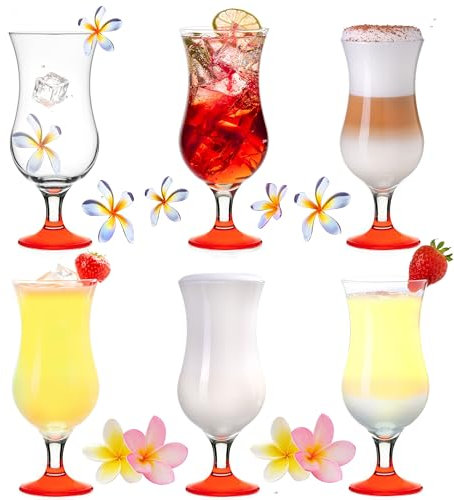 Platinux Juego de vasos de cóctel de 400ml (máx. 470ml) 6 piezas Vasos de trago largo Vasos de fiesta grande Rojo