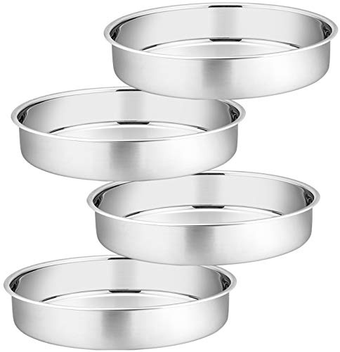 P&P CHEF 11 Inch Cake Pan Set of 4, Stainless Steel Round Cake Pans Tins