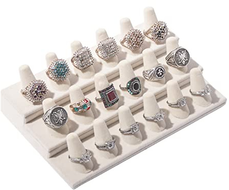 ByKen Ring Holder Organizer Display Stand (White Velvet)