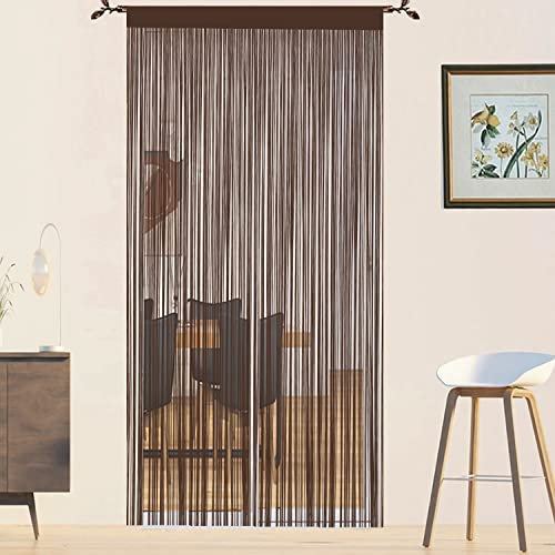 QiBoYuYe Fadenvorhang Für Türen Insektenschutz Türvorhänge Fliegengitter Fliegenschutz Raumteiler Balkontür Fliegenvorhang Insektenschutz Türvorhang Insektenvorhang Terrassentür (Kaffee 90x200cm)