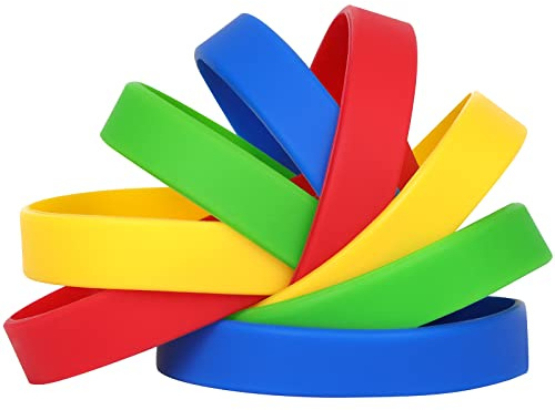 LVNRIDS 100 pezzi Braccialetti in Silicone Multicolore, 18 cm Riutilizzabile Braccialetti Elastici in Gomma per Bambini e Ragazzi, Bracciale Colorati per Feste, Eventi, Festival Musicali,Sport