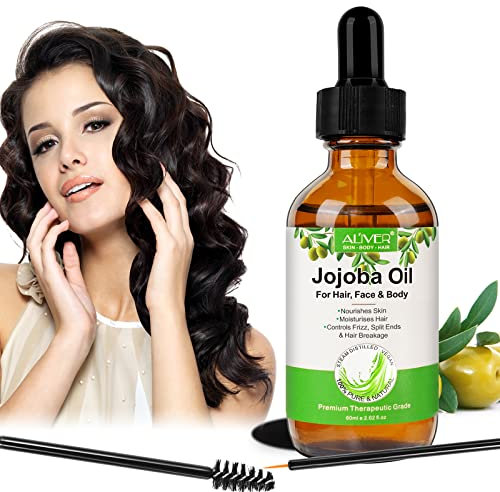 Olio di jojoba per Capelli per Capelli, olio di Jojoba per Capelli per Capelli per Capelli, Sopracciglia e Crescita delle Ciglia. Olio Jojoba Capelli della Caduta dei Capelli per Donne e Uomini 60ml