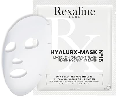 Rexaline HYALURX-BOOST – Masque Tissu Hydratant & Éclat – Acide Hyaluronique, Niacinamide, PCA & Urée – Teint Lisse & Repulpé – Tous Types de Peaux – 1 Masque