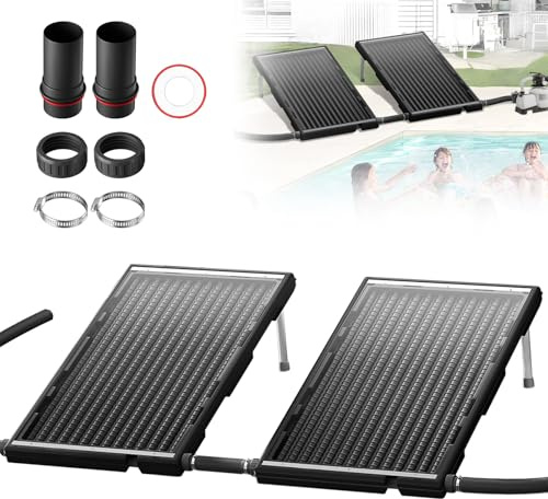 LZQ Poolvärmare solpanel solvärmare poolvärmare anslutning Ø 50 mm för varmvatten pool trädgårdsdusch, 111,5 x 66 x 6,5 cm svart rektangulär 2 stycken