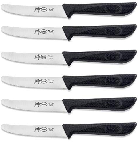 Sanelli, Set di coltelli da cucina seghettati per tavola, carne e pomodori: multiuso Neri