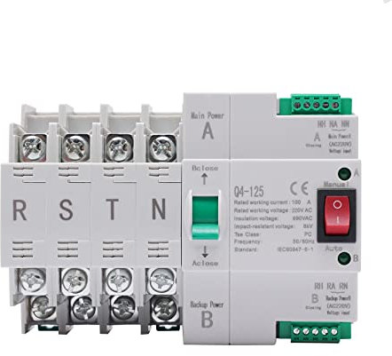 Interrupteur de transfert Dual Power automatique AC 230 V 4P 63 A - Interrupteur de charge de secours - Pour courant municipal onduleur solaire