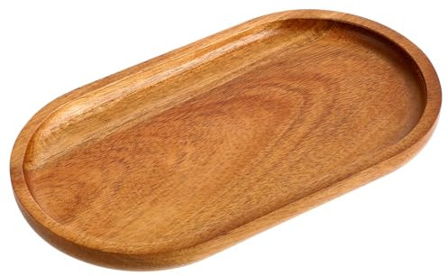 GEEHUA Serviertablett aus Akazienholz, 18 x 10 cm Naturholz Servierbrett ovaler Küchenteller Badezimmer Tablett Wurstteller für Party Abendessen Hochzeit Essen Obst Snacks Vorspeisen Couchtisch