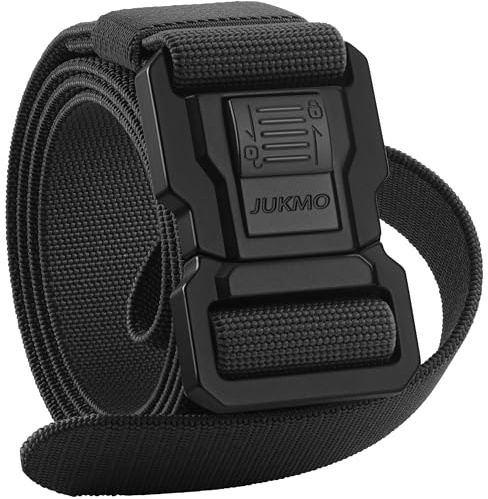 JUKMO Men's Tactical Belt with Lock, Military Work 1.5 Stretch Nylon Web