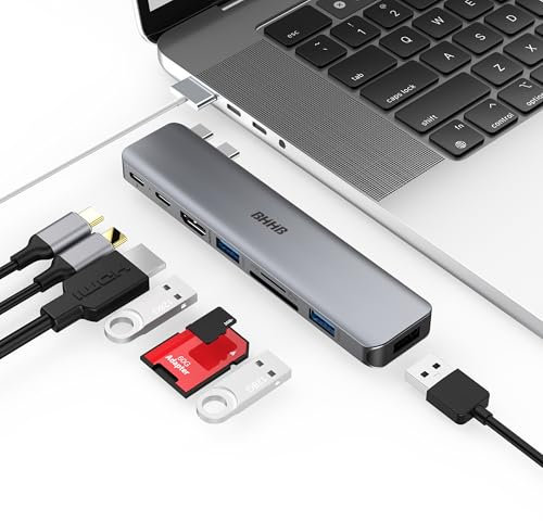 BHHB M81 USB C Hub, Adapter für MacBook Pro Air Docking Station 8-in-2 für Mac Book Zubehör 4K@30Hz HDMI, Thunderbolt 4/3, USB 3.0, SD/TF, USB C Dockingstation USBC Dock Adapter für Mac M4 M3 M2 M1