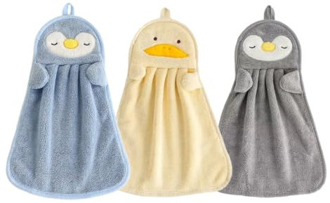 3er-Set Tier-Design Handtücher aus Flauschfleece – Schnelltrocknend & mit Aufhängeöse (37 x 25 cm),Kinderhandtuch, Kleine handtücher