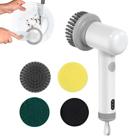 Limpiador eléctrico de bañera, cepillo de limpieza eléctrico, máquina inalámbrica con cabezales reemplazables para ama de casa, ducha, cocina, baño