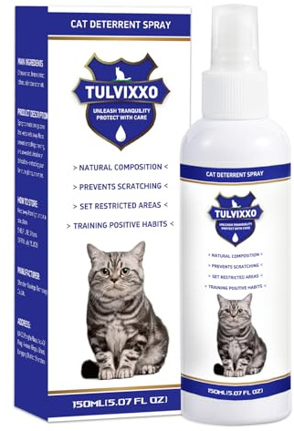 Tulvixxo Cat Deterrent Spray, Bitter Formula Cat Repellent for Indoor & Outdoor, Natural Plant Extracts, Anti-Scratch Aid for Furniture, Sofa, Rugs, Curtains