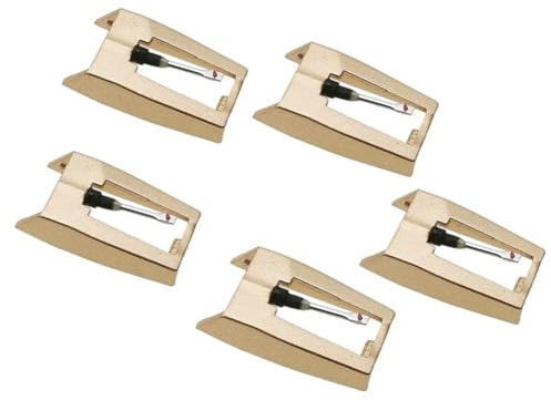 Agwuoetr 5 Pièces D'Aiguilles de Tourne-Disque, Remplacement de Stylet D'Aiguilles de Disque Dorées Améliorées pour, Platine Vinyle, Installation Facile