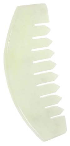 COLLBATH Pequeño Peine Masajeador de Jade para Cabeza y Cuerpo Herramienta de Relajación Muscular con Diseño Antistático y Superficie Suave para Aliviar Estrés y Cuidar el Cabelludo