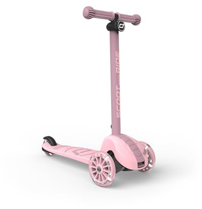 Scoot & Ride Highwaykick 3S Monopattino per bambini dai 3 anni in su Altezza regolabile Doppia direzione Ruote LED Pieghevole Monopattino per bambini 96-130 cm (Rosa)