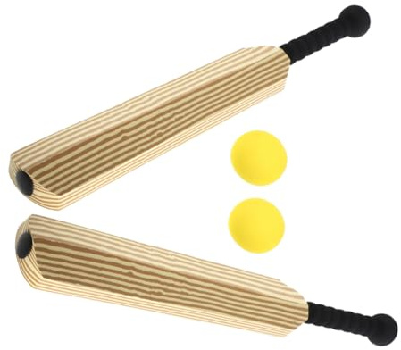 Hohopeti Set de Cricket Garçon et Filles et Famille 24 Pouces en Eva Léger et Résistant, 2 Battes Portables en Plastique 2 Balles, Jeu Intérieur et Extérieur pour Entraînement Baseball
