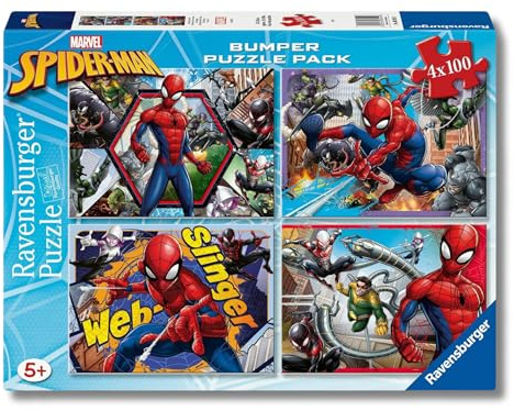 Ravensburger 6914 Spider-Man Puzzle 4 x 100 Pieces Bumper Pack, Spiderman, Multicoloured