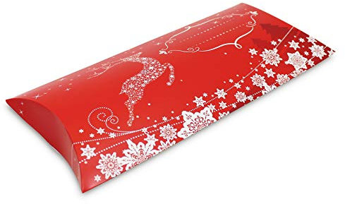 25er Pack Weihnachtsverpackung Geschenkbox Geschenkschachtel Weihnachten rot, ca. 21,5 x 11,5 x 3 cm, Geschenkverpackung, Kissenverpackung
