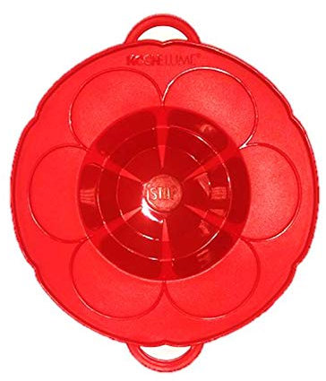 Kochblume S Ø14-18cm | Silikon Überkochschutz | Spritzschutz | Universaldeckel | Premium-Silikon & BPA frei| Hitzbeständig | Spülmaschinenfest | Farbe: rot