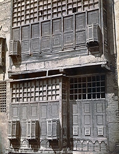 Egypt Cairo Nthe Exterior Of A Building Showing The Typical Wooden Lattices Over The Windows Called Meshrebeeyeh In Cairo Egypt Photograph Mid Or Late 19Th Century Poster Print by (18 x 24)