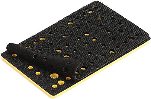 Mirka Schleifschuh Härtegrad Medium + Schutzauflage 81 x 133 mm Klett für Schwingschleifer Mirka DEOS DEOS353CV mit 46 Absauglöcher für staubfreies Schleifen mit Netzschleifmitteln