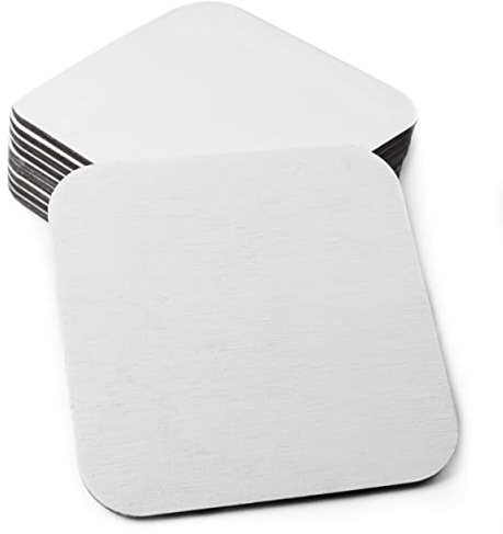 Posavasos Cuadrados en Blanco para Cerveza (50 Unidades), Posavasos Blancos para Vasos, sin Imprimir, de cartón, en Blanco, Cuadrados de Fieltro para Cerveza
