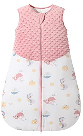 Fairy Baby sovsäck 1,5 Tog unisex bärbar filt swaddle för nyfödda mjuk bomull ärmlös sovsäck med dubbel dragkedja
