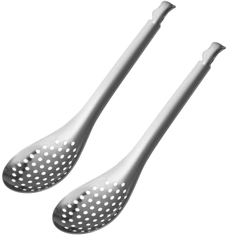 PRETYZOOM 2 pezzi di colino per caviale, per salsa, piccoli cucchiai per bar, filtro per la pasta, piccolo cucchiaio per la casa, mini muffa, cucchiai per banchetti, in acciaio inox
