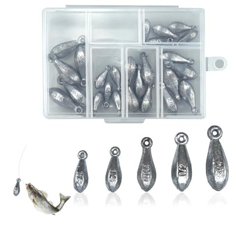 aupawdy Fishing Birnenblei Set 5g-20g,25 pcs Birnenblei Angeln Gewichte Angeln Sinker Blei Angeln Angelblei Set Angeln Blei mit Aufbewahrungsbox Blei Birnenblei Angeln für Das Angeln im Freien