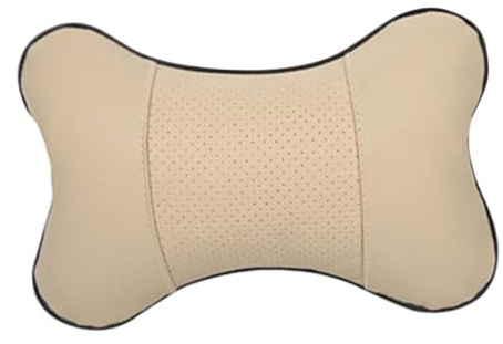 Gatuida Almohada Cervical Para Coche Piel Sintética Beige Soporte Cervical Para Asiento Automóvil Uso Casa y Vehículo Ergonomía Descanso Viaje